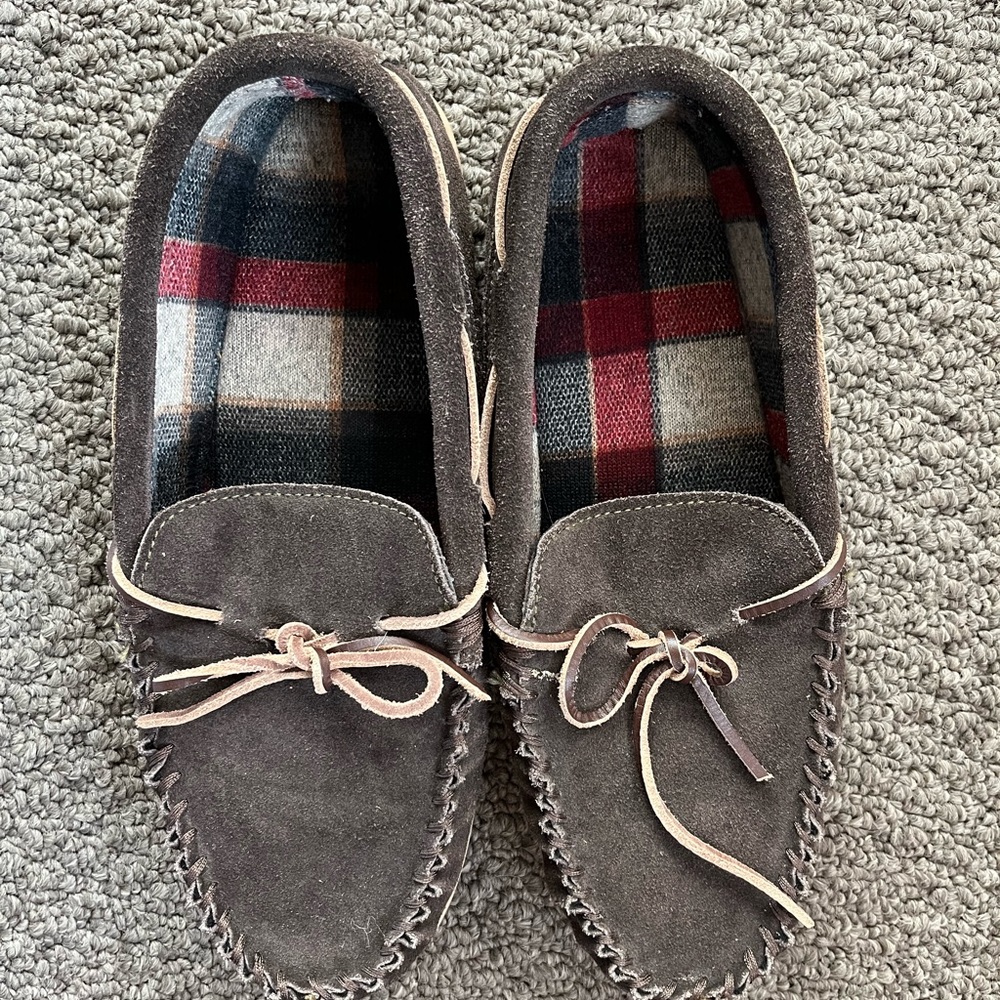 j.crew moccasin flannel slippers
